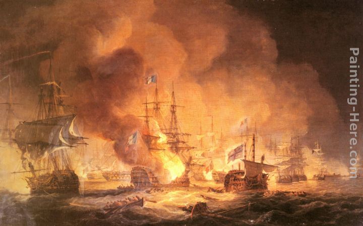 Battle of the Nile, August 1st 1798 at 10 pm painting - Thomas Luny Battle of the Nile, August 1st 1798 at 10 pm art painting